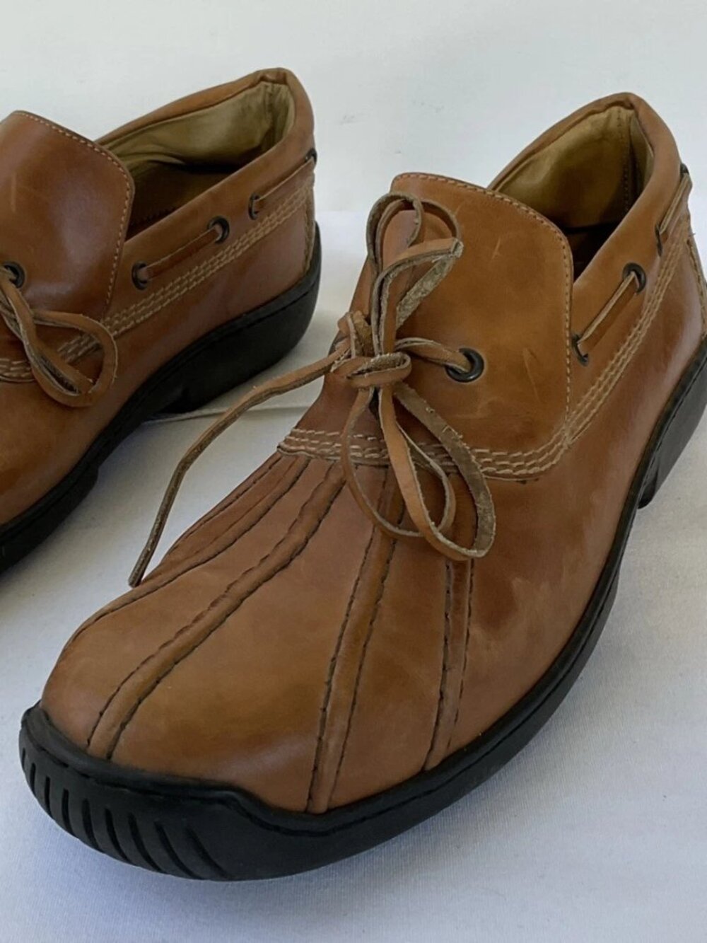VINTAGE Ralph Lauren Leather Low Duck Boot/Boat Shoe Tire Tread Sole - 9.5